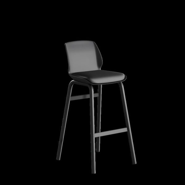 Contemporary Nordic Square Leather Upholstered Iron Bar Stool Plastic Backrest Footrest For Dining Room - Image 14