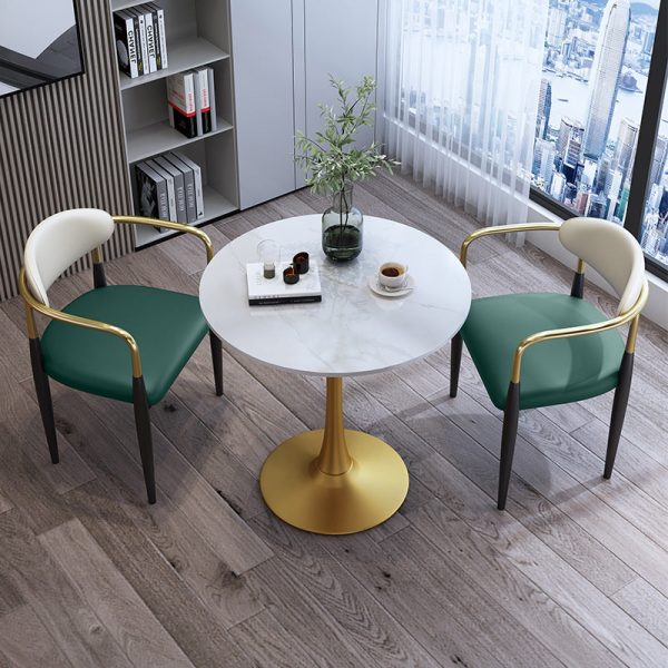 Contemporary Luxury Square Velvet Upholstered Dining Chair Backrest Armrest For Dining Room - Image 6