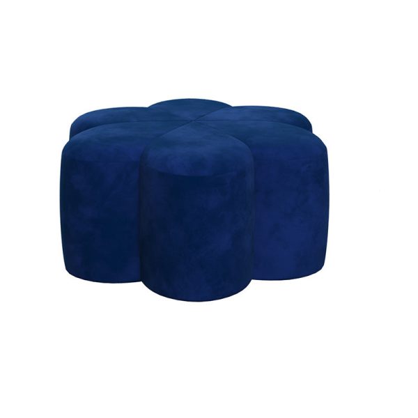 Contemporary Nordic Plum Blossom Shape Fabric Velvet Footstool For Living Room - Image 17