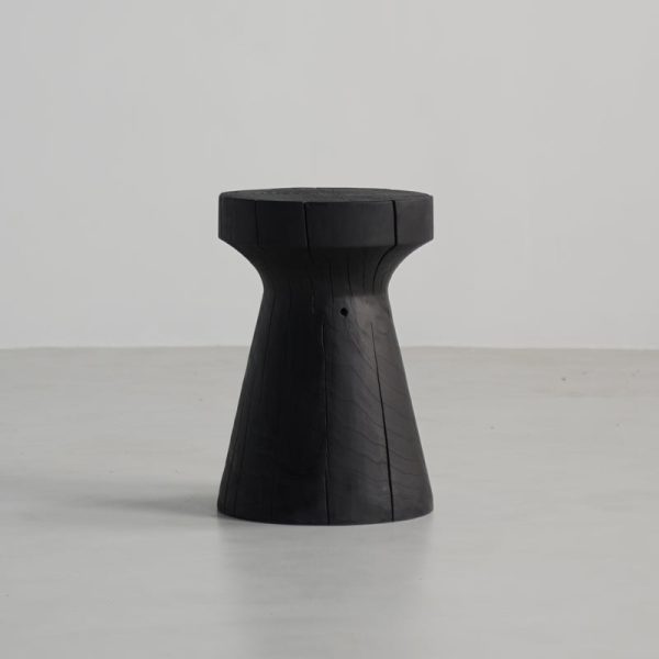 Traditional Japanese Wabi-sabi Wood Geometric Design End Table For Living Room - Image 16