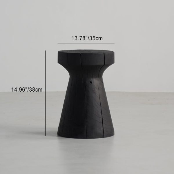 Traditional Japanese Wabi-sabi Wood Geometric Design End Table For Living Room - Image 39