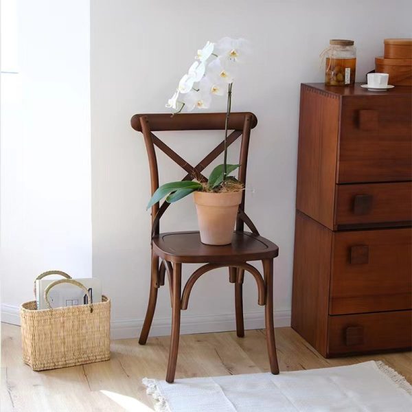 Traditional Rustic Weaving Rattan Wood Sponge Round Rectangular Dining Chair Backrest For Dining Room - Image 23