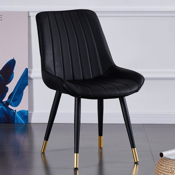 Modern Luxury Square Curved Leather Metal Dining Chair Backrest Armless For Dining Room - Image 18