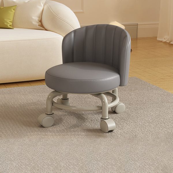 Modern Minimalist Removable Round Curved Corner Leather Iron Chair Backrest Armless For Living Room - Image 18