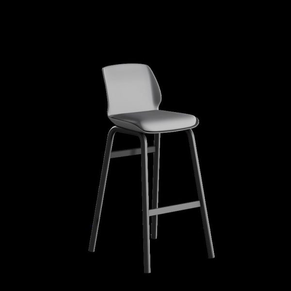 Contemporary Nordic Square Leather Upholstered Iron Bar Stool Plastic Backrest Footrest For Dining Room - Image 15