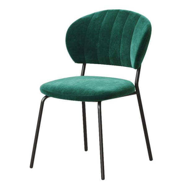 Contemporary Nordic Round Cotton Linen Upholstered Dining Chair Backrest For Dining Room - Image 19