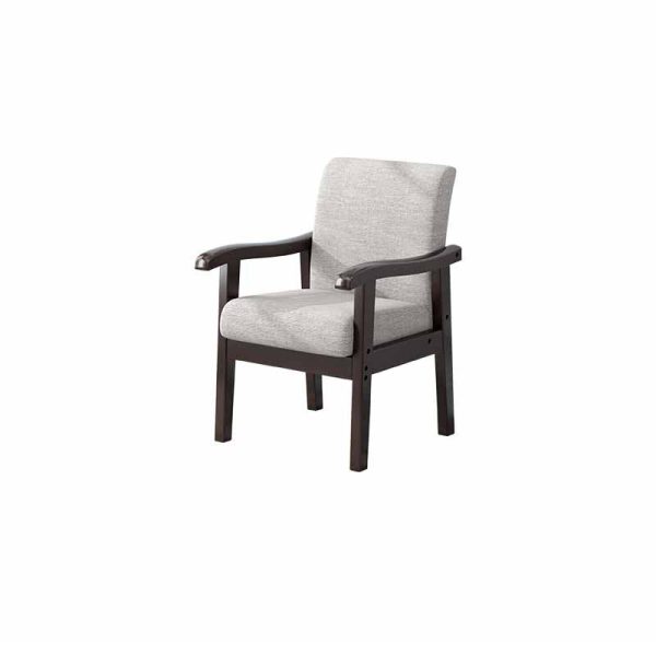 Modern Minimalist Square Upholstered Cotton Linen Fabric Solid Wood Chair For Living Room - Image 13