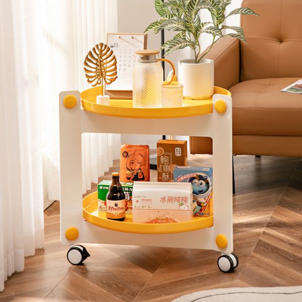 Contemporary Scandinavian Tray Top ABS Triangle Frame Movable End Table 2-Tier For Living Room - Image 9