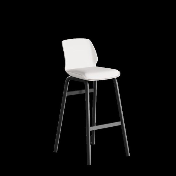 Contemporary Nordic Square Leather Upholstered Iron Bar Stool Plastic Backrest Footrest For Dining Room - Image 16