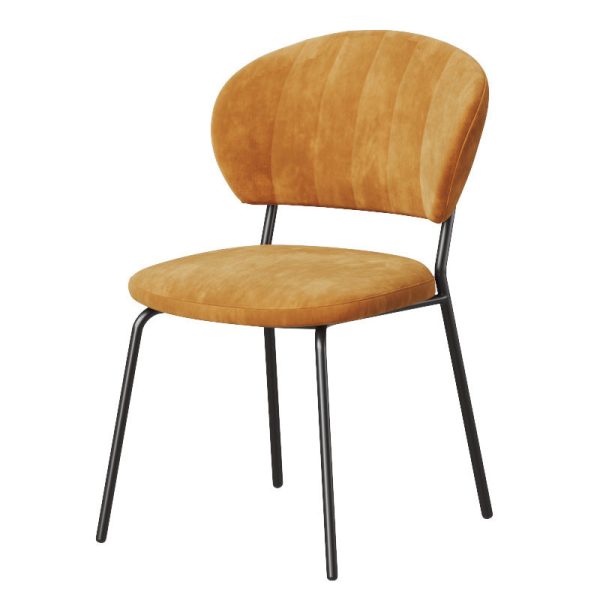 Contemporary Nordic Round Cotton Linen Upholstered Dining Chair Backrest For Dining Room - Image 20
