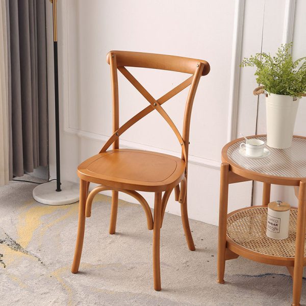 Traditional Rustic Weaving Rattan Wood Sponge Round Rectangular Dining Chair Backrest For Dining Room - Image 26