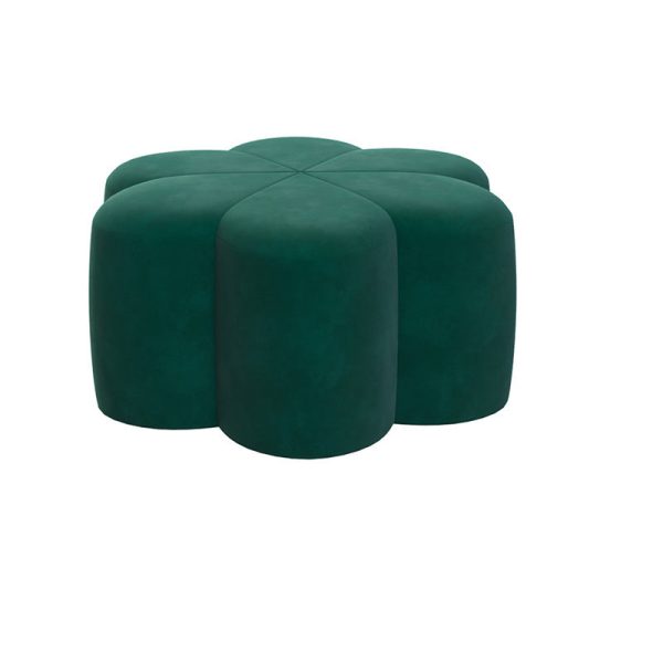 Contemporary Nordic Plum Blossom Shape Fabric Velvet Footstool For Living Room - Image 18