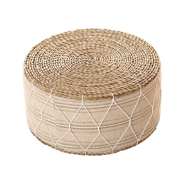 Contemporary Creative Round Cattail Fabric Low Stool For Living Room - Image 23