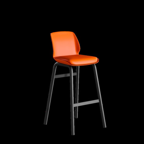 Contemporary Nordic Square Leather Upholstered Iron Bar Stool Plastic Backrest Footrest For Dining Room - Image 17