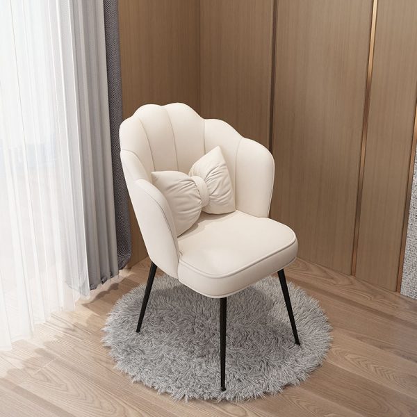 Contemporary Creative Petal Butterfly Knot Square Velvet Metal Vanity Stool Backrest Armless For Bedroom - Image 8