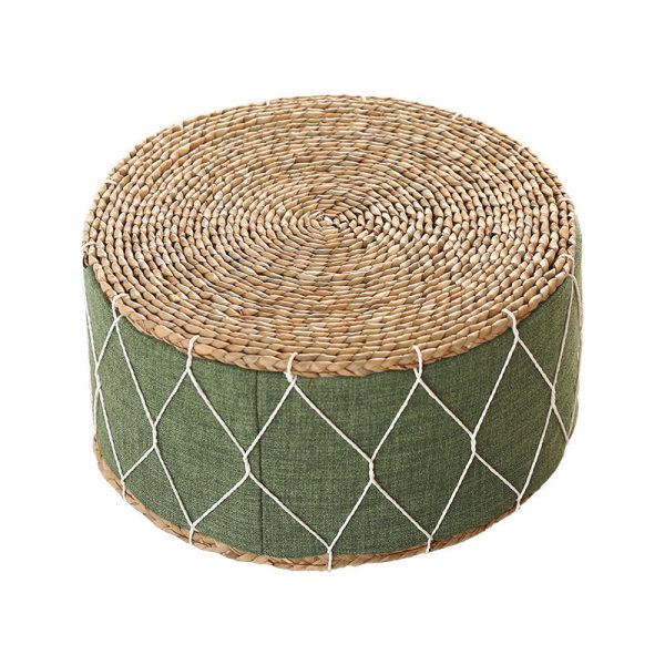 Contemporary Creative Round Cattail Fabric Low Stool For Living Room - Image 24