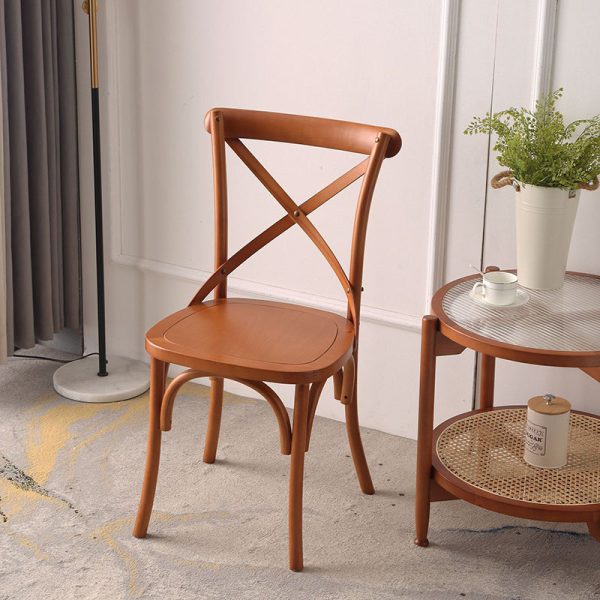 Traditional Rustic Weaving Rattan Wood Sponge Round Rectangular Dining Chair Backrest For Dining Room - Image 30
