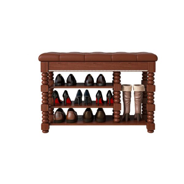 Contemporary Scandinavian Rectangular Microfiber Leather Solid Wood Shoe Storage 3-Shelf For Entryways - Image 15