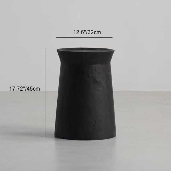 Traditional Japanese Wabi-sabi Wood Geometric Design End Table For Living Room - Image 45