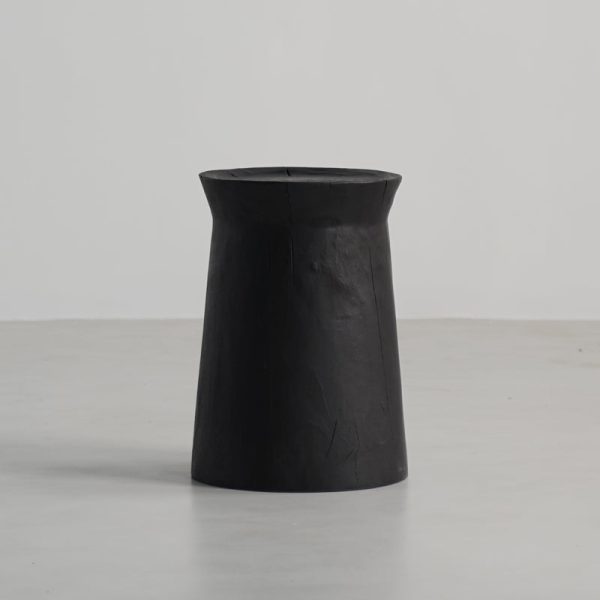 Traditional Japanese Wabi-sabi Wood Geometric Design End Table For Living Room - Image 22