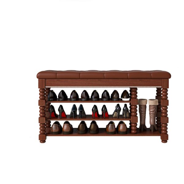 Contemporary Scandinavian Rectangular Microfiber Leather Solid Wood Shoe Storage 3-Shelf For Entryways - Image 16