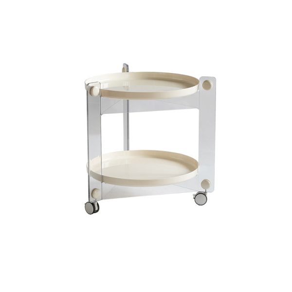 Contemporary Scandinavian Tray Top ABS Triangle Frame Movable End Table 2-Tier For Living Room - Image 24