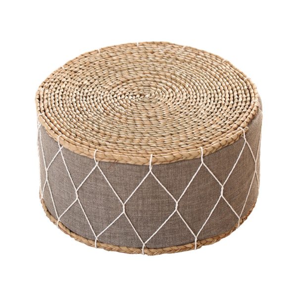 Contemporary Creative Round Cattail Fabric Low Stool For Living Room - Image 25
