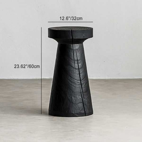 Traditional Japanese Wabi-sabi Wood Geometric Design End Table For Living Room - Image 49