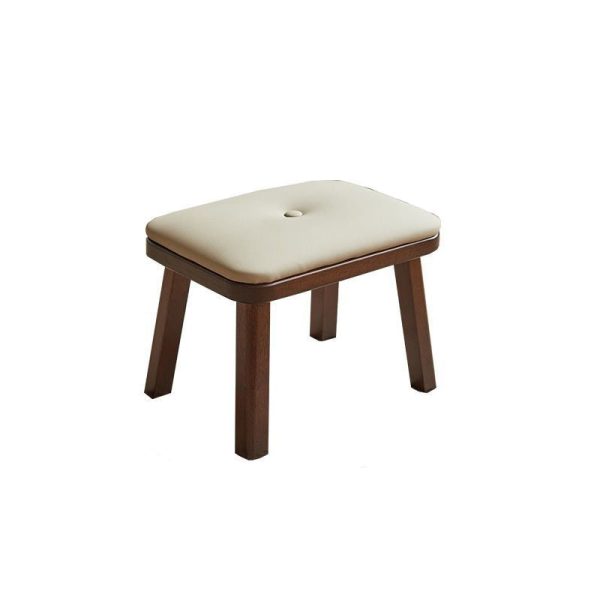 Modern Minimalist Square PU Leather Solid Wood Chair Backless Armless For Living Room - Image 17