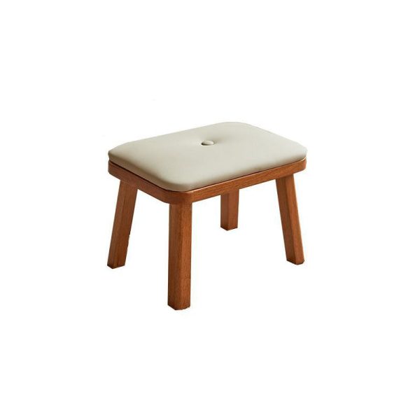 Modern Minimalist Square PU Leather Solid Wood Chair Backless Armless For Living Room - Image 19