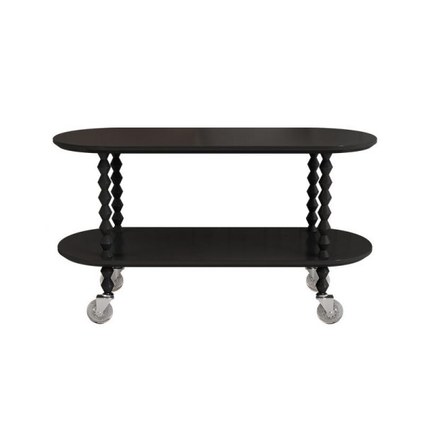 Traditional Vintage Oval Tabletop Solid Wood Panel Plastic Side Table 2-Tier For Living Room - Image 14