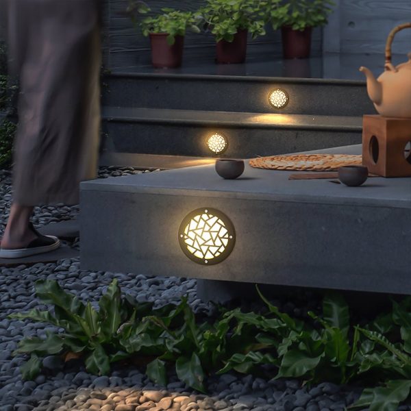 Classical Pattern Waterproof LED Embedded Ground Lights for Outdoor Garden Steps - Image 3
