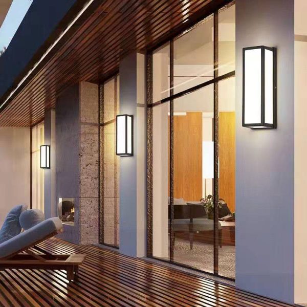 Rectangular Minimalist LED Waterproof Black Modern Outdoor Wall Lights