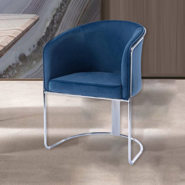 Modern Luxury Half Round Curved Leather Metal Frame Dining Chair Backrest Armrest For Dining Room - Image 7