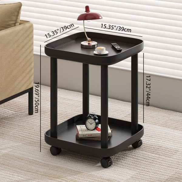 Contemporary Nordic Square Steel End Table 2-Tier For Living Room - Image 4