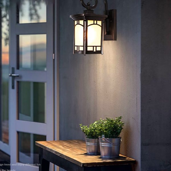 Vintage Striped Glass Shade Waterproof Modern Outdoor Wall Lights - Image 5