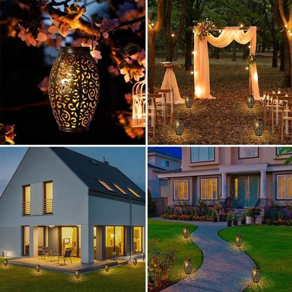 Solar Powered LED Waterproof Red Copper Antique Outdoor Lanterns Solar Lights - Image 5