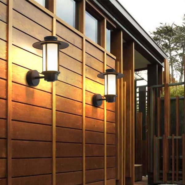 Top Hats Shape Aluminum LED Waterproof Black Retro Outdoor Wall Lights - Image 2