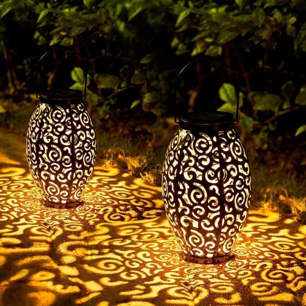 Solar Powered LED Waterproof Red Copper Antique Outdoor Lanterns Solar Lights