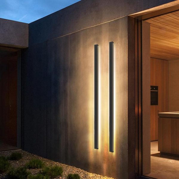 Long Strip Dimmable LED RGB Black Minimalist Outdoor Light Post Lights - Image 4