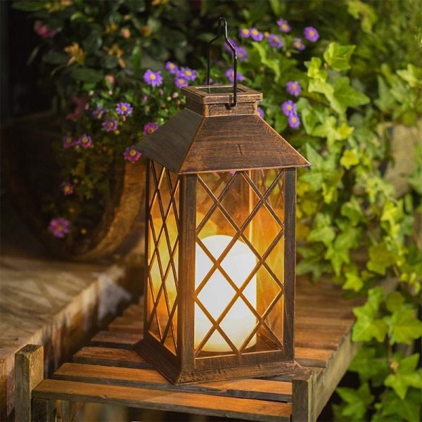 Retro Waterproof LED Bronze Antique Outdoor Lanterns Solar Lights Lamp - Image 5