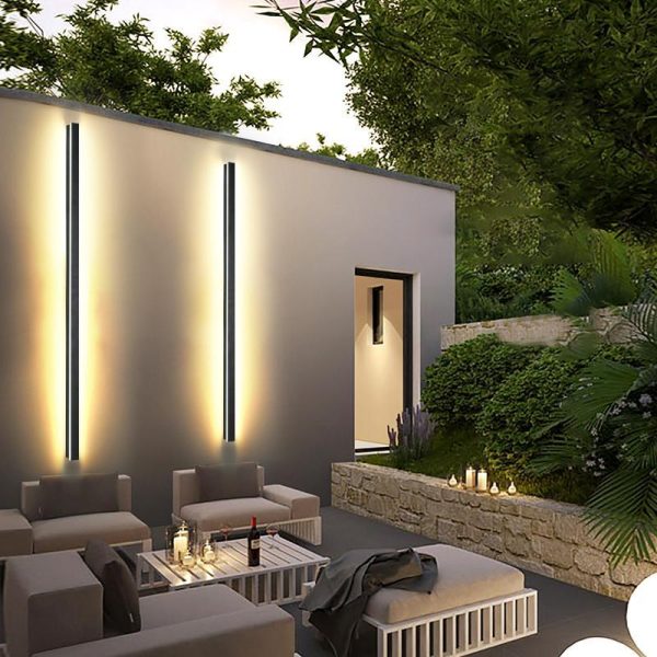 Long Strip Dimmable LED RGB Black Minimalist Outdoor Light Post Lights - Image 5