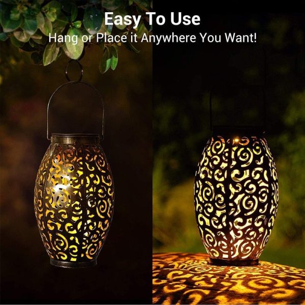 Solar Powered LED Waterproof Red Copper Antique Outdoor Lanterns Solar Lights - Image 4