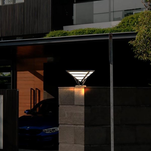 Geometric Aluminum Waterproof LED Black Modern Outdoor Light Pillar Lamp - Image 2