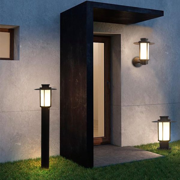 Top Hats Shape Aluminum LED Waterproof Black Retro Outdoor Wall Lights - Image 3