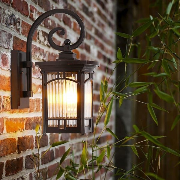 Vintage Striped Glass Shade Waterproof Modern Outdoor Wall Lights - Image 3