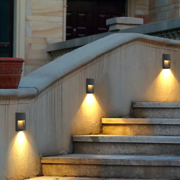 Rectangle Waterproof LED Black Modern Outdoor Step Lights Recessed Stair Sconces - Image 7
