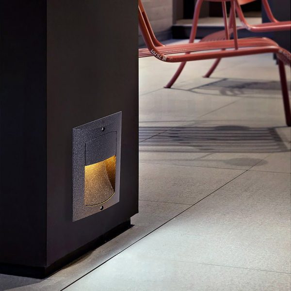 Rectangle Waterproof LED Black Modern Outdoor Step Lights Recessed Stair Sconces - Image 2