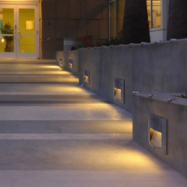 Rectangle Waterproof LED Black Modern Outdoor Step Lights Recessed Stair Sconces - Image 3