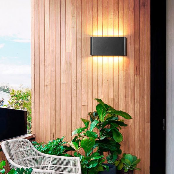 2-Light Black Modern Low Profile Exterior Porch LED Slim Outdoor Up Down Wall Light - Image 10